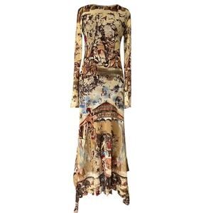 Save the Queen Date Circus Mesh Maxi Dress Made in Italy Archive Print Size M